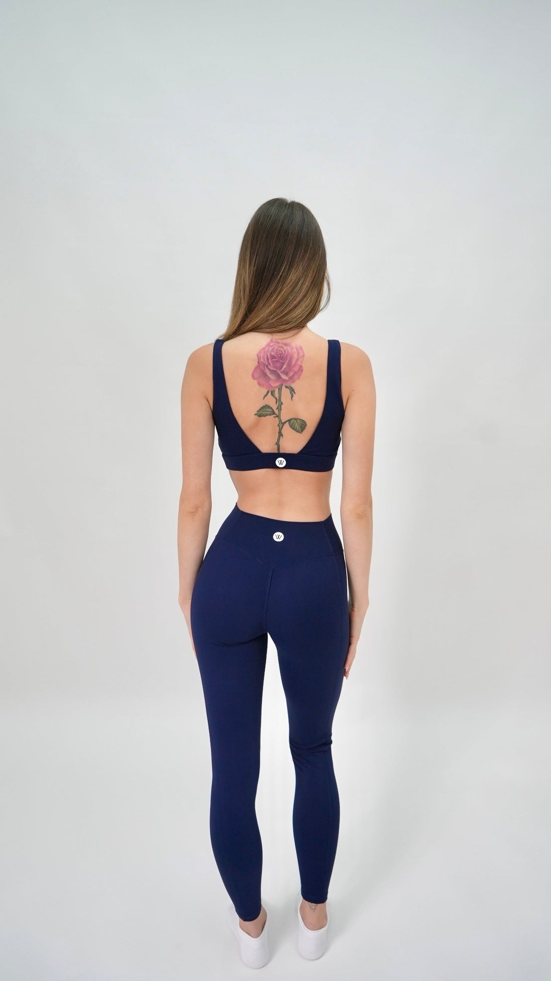 Sujetador deportivo escote recto azul marino