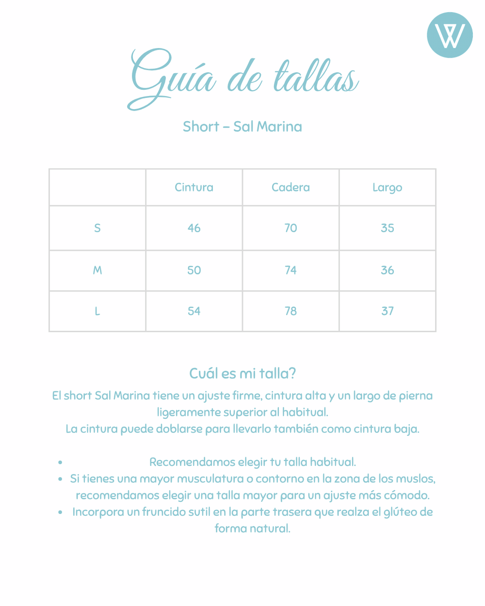 Guía de tallas Short Mar