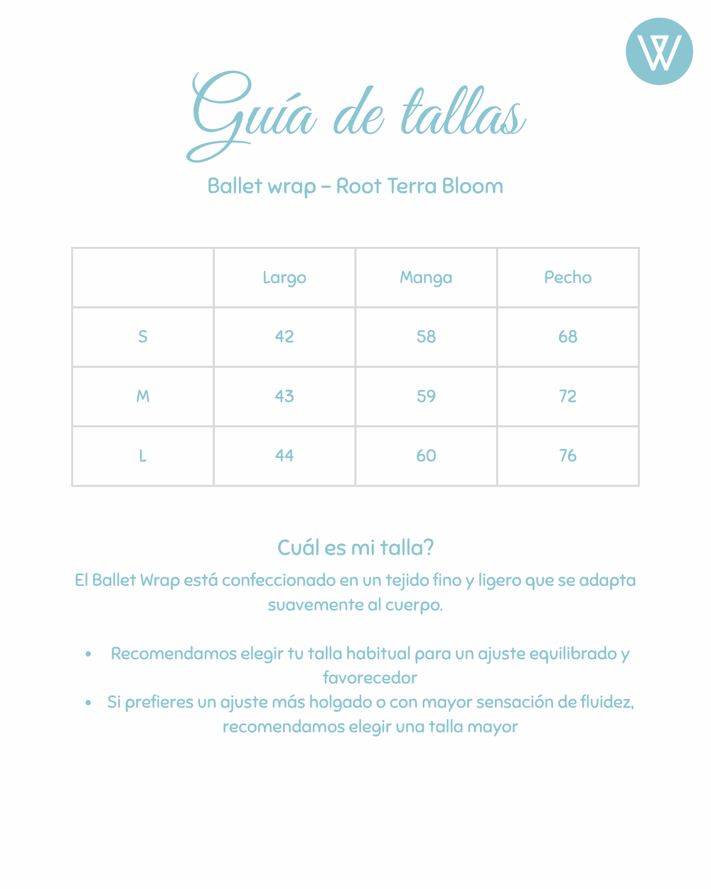 Guía de tallas Ballet Wrap Root