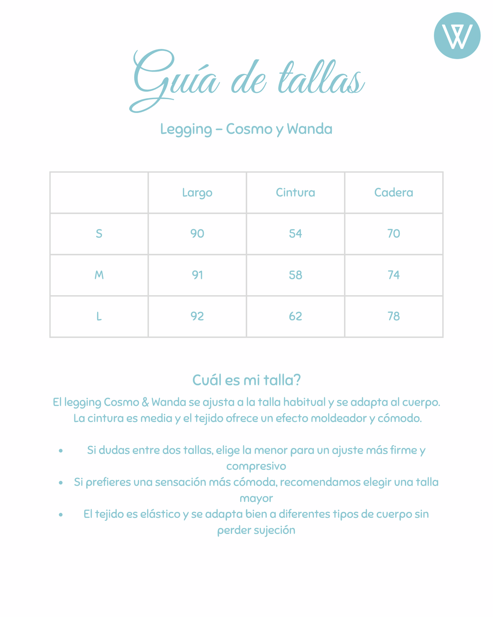 Guía de tallas Wanda Leggings
