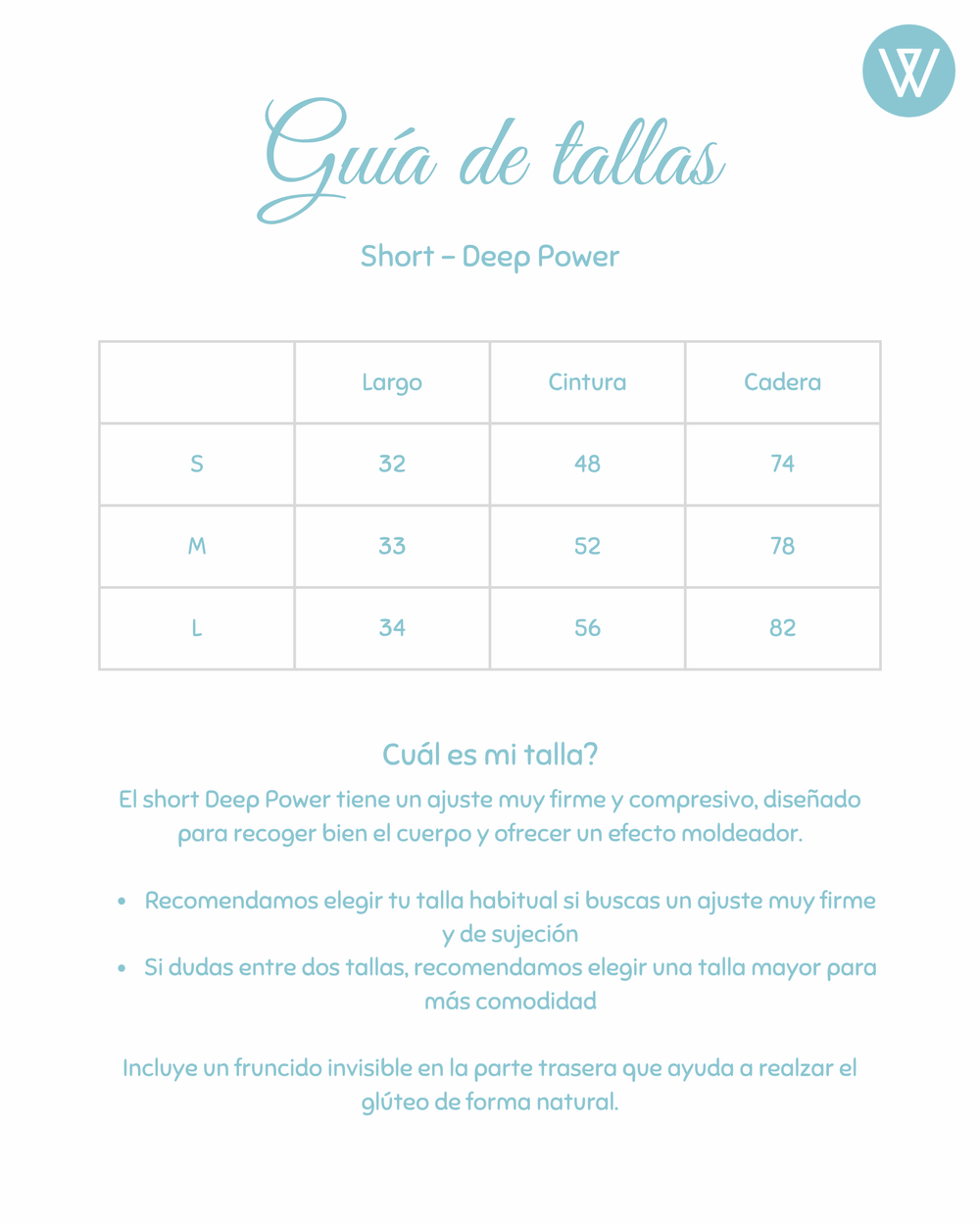 Guía de tallas Short azul marino